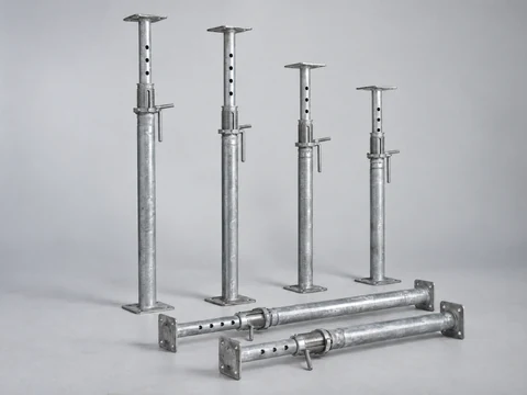 Galvanized adjustable steel props for slab shoring
