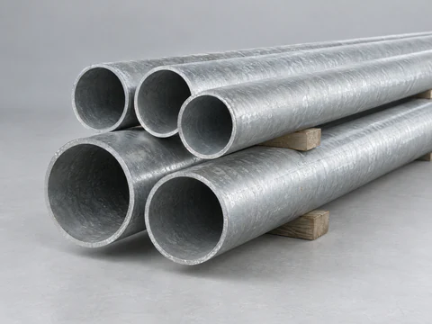 Galvanized round steel posts and a torque tube for solar mounting