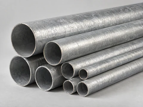 Hot dip galvanized steel pipes in several diameters